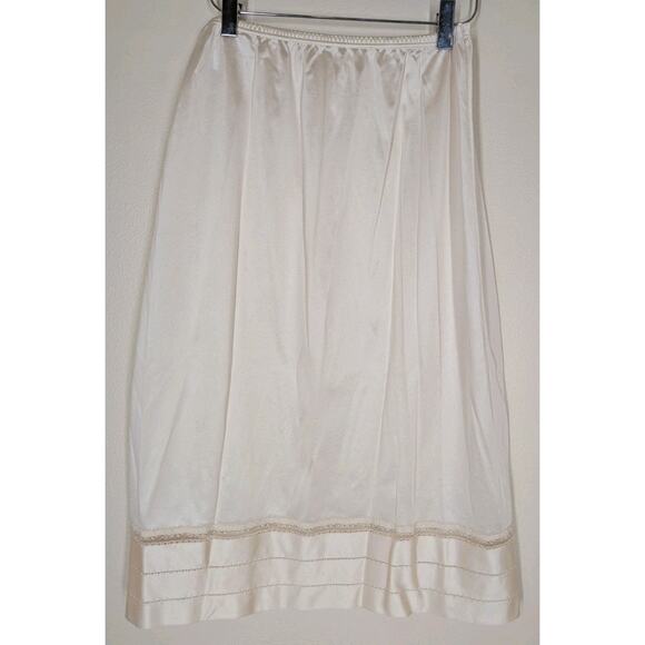 Vintage Beige Nylon with Satin Lace Trim Half Slip Lorraine Small Tall Coquette - Picture 3 of 7